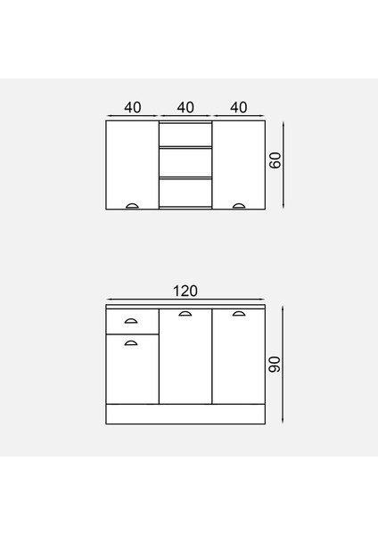 Mini Mutfak Dolabı Dişbudak 120CM