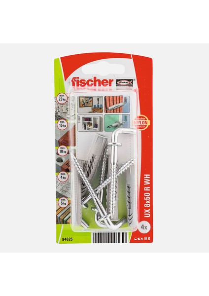 Ux 8X50 Universal Dübel Açılı Kancalı