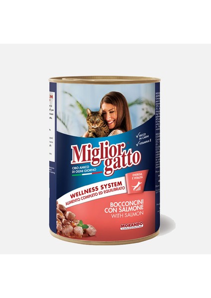 Somon Parçacıklı Konserve Kedi Maması 405GR