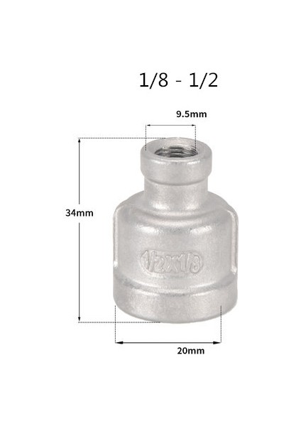 1ı8-1ı2 Stili Bsp Dişi Dişi Konu Redüktör Paslanmaz Çelik Boru Bağlantı Parçası Adaptör - (Yurt Dışından)
