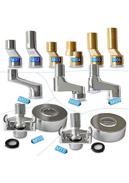 M07 Tarzı 4 Adet Eksantrik Adaptör G Erkek x G Erkek Mesafe Artırılmış Bağlayıcı Daha Uzun Açılı Değişimli Karıştırıcı Vanalı Duş Bataryası Için (Yurt Dışından) fiyatları