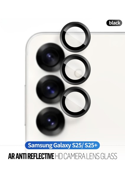 Samsung S25 Uyumlu Anti-Reflective Yansıma Önleyici Siyah Lens Koruyucu