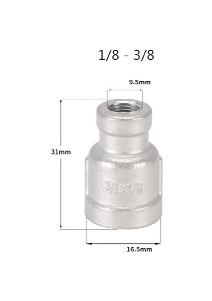 1ı8-3ı8 Stili Bsp Dişi Dişi Konu Redüktör Paslanmaz Çelik Boru Bağlantı Parçası Adaptör - (Yurt Dışından)