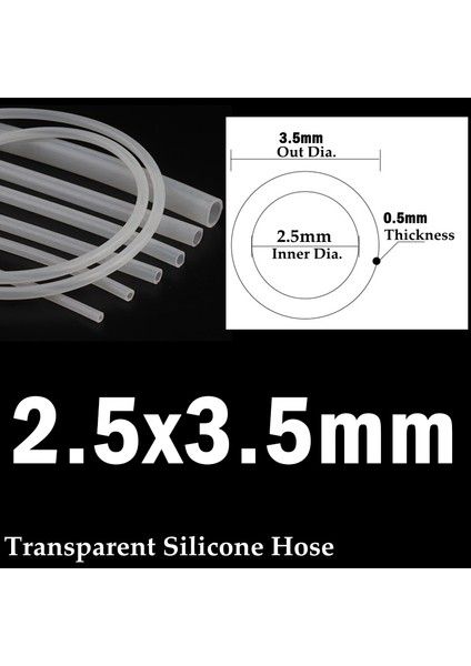 2,5x3,5 mm Tarzı 3 Milyon Iç Çap 2~5mm Gıda Grade Şeffaf Silikon Boru Isıya Dayanıklı Içme Suyu Hortumu Esnek Hava Pompası Hortumu (Yurt Dışından)