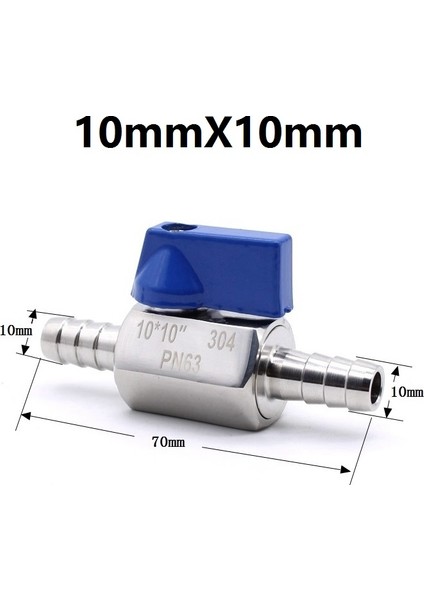 Mavi Saplı 10X10 Stili 2 Adet Ev Yapımı Bira Için Minyatür Hijyenik Küresel Vana Paslanmaz Çelik Mavi Saplı Hortum Bağlantılı (Yurt Dışından)