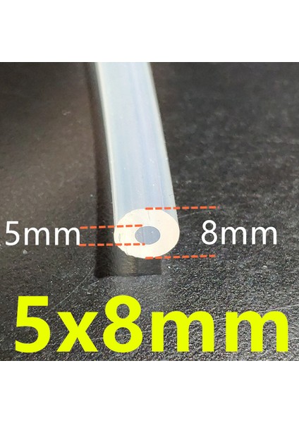 5X8MM Tarzı 1 Metre Gıda Sınıfı Şeffaf Silikon Boru Kauçuk Hortum Su Gaz Borusu (Yurt Dışından)