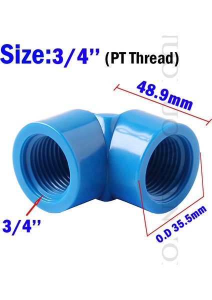3l4 Inç Dirsek Stili 10 Parça 2~ Inç Pvc Boru Dişi Konu Bağlantısı Plastik Pvc Düz Dirsek Tee Akvaryum Balık Tankı Su Kaynağı Adaptörü (Yurt Dışından)