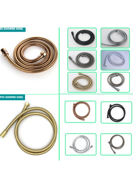 Gümüş Tarzı Mat Siyah Parlak Krom Fırçalanmış Altın Gül Altın Metal Gri 1.5m Duş Hortumu Paslanmaz Çelik Pvc Patlama Geçirmez Banyo (Yurt Dışından) fiyatları