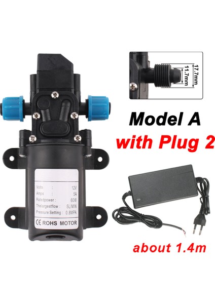 Adaptörlü Bir Dc 12V 60W 5l/dak Tarımsal Elektrikli Su Pompası Siyah Mikro Yüksek Basınçlı Diyafram Su Pompası Su Püskürtücü Araba Yıkama (Yurt Dışından)