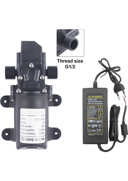 24V Dc 12V 6l Dakikada Su Yüksek Basınçlı Diafragma Kendiliğinden Primleme Pompası 70W 72W Eu Fiş Güç Kaynağı 6A Boru (Yurt Dışından)