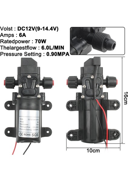 24V Dc 12V 6l Dakikada Su Yüksek Basınçlı Diafragma Kendiliğinden Primleme Pompası 70W 72W Eu Fiş Güç Kaynağı 6A Boru (Yurt Dışından) modelleri