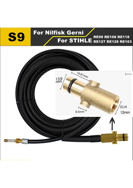 S9 Tarzı 8 Metre Karcher Aksesuarları ile Adaptörlü Su Tahliye Temizlik Hortumu Boru Temizleyici Kiti Basınçlı Yıkama Hortumu Püskürtücü Araba Yıkama Hortumu (Yurt Dışından)