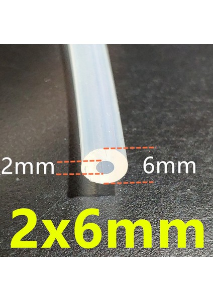 2X6MM Tarzı 1 Metre Gıda Sınıfı Şeffaf Silikon Boru Kauçuk Hortum Su Gaz Borusu (Yurt Dışından)