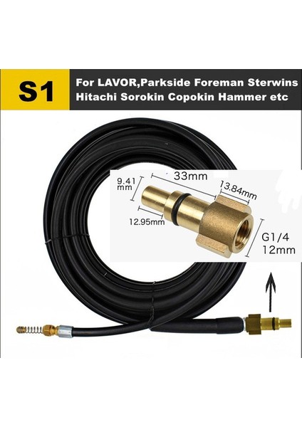S1 Stili 10 Metre Karcher Aksesuarları ile Adaptörlü Su Tahliye Temizlik Hortumu Boru Temizleyici Kiti Basınçlı Yıkama Hortumu Püskürtücü Araba Yıkama Hortumu (Yurt Dışından)