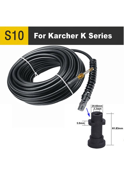 S10 Tarzı 5 Metre Karcher Aksesuarları ile Adaptörlü Su Tahliye Temizlik Hortumu Boru Temizleyici Kiti Basınçlı Yıkama Hortumu Püskürtücü Araba Yıkama Hortumu (Yurt Dışından)