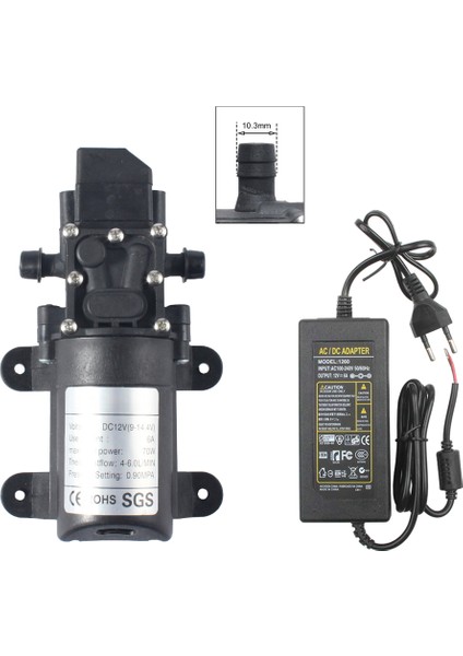 230V Dc 12V 6l Dakikada Su Yüksek Basınçlı Diafragma Kendiliğinden Primleme Pompası 70W 72W Eu Fiş Güç Kaynağı 6A Boru (Yurt Dışından)