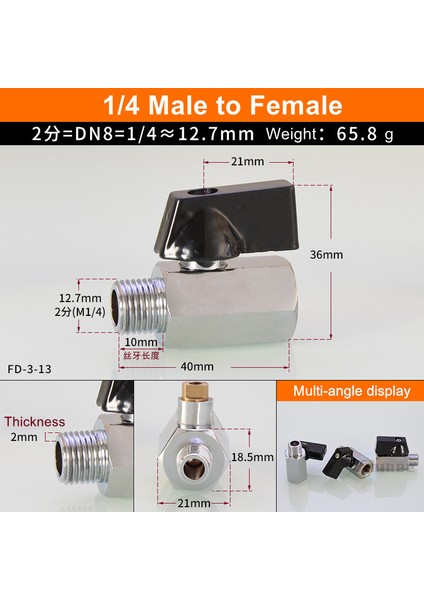 1l4 Erkekten Kadına Tarzı Siyah Mini Vana Erkek Dişi Hava Kompresörü Su Gaz Yağ Kapatma Valfi Pirinç Bilyalı Vana Bsp Dişli (Yurt Dışından)