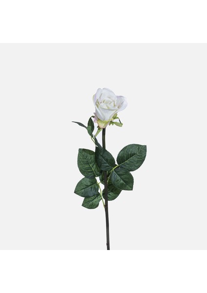 Yapay Tek Dal Gül Beyaz 50CM