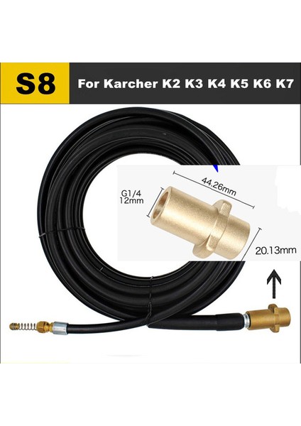 S8 Tarzı 2 Metre Karcher Aksesuarları ile Adaptörlü Su Tahliye Temizlik Hortumu Boru Temizleyici Kiti Basınçlı Yıkama Hortumu Püskürtücü Araba Yıkama Hortumu (Yurt Dışından)