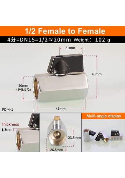 1l2 Kadından Kadına Tarzı Siyah Mini Vana Erkek Dişi Hava Kompresörü Su Gaz Yağ Kapatma Valfi Pirinç Bilyalı Vana Bsp Dişli (Yurt Dışından)