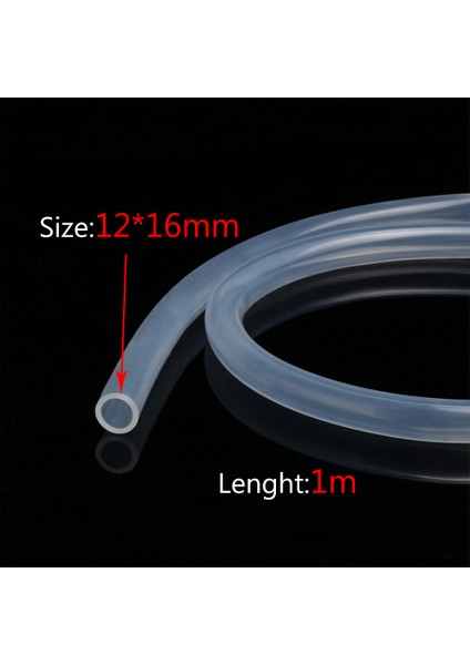 12X16 mm Stili 10 Metre 1m Gıda Sınıfı Şeffaf Silikon Kauçuk Hortum Esnek Silikon Boru Dış Çapı (Yurt Dışından)