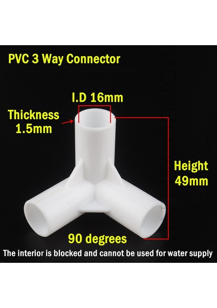 90 Derece Tarzı 5 Adet 2~ Iç Çap Beyaz Pvc Boru Bağlantı Elemanları Pvc Düz Dirsek Tee Bağlayıcı Plastik Mafsal Kendin Yap Gardırop Çadır Bağlantı Elemanları (Yurt Dışından)