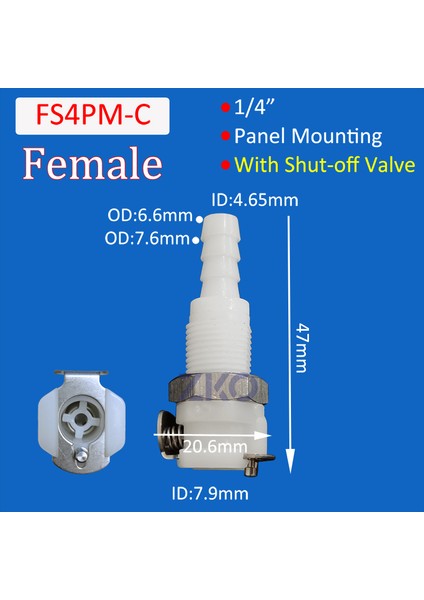 FS4PM-C Style Hızlı Bağlantı Erkek Takı Dişi Bağlantı Gövde Panel Montaj Hortum Bağlantı Nipple Kapatma Valfi Hızlı Ayırma Konnektörü M Serisi (Yurt Dışından)