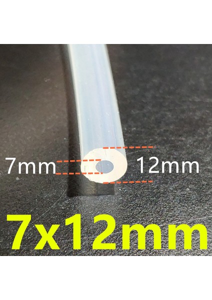 7X12MM Tarzı 1 Metre Gıda Sınıfı Şeffaf Silikon Boru Kauçuk Hortum Su Gaz Borusu (Yurt Dışından)