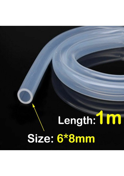 6X8MM Tarzı 100CM Dia Silikon Boru, Güvenli Gıda Sınıfı Şeffaf Esnek Yumuşak Kauçuk Şeffaf Hortum Boru Su Hava Borusu, 1 Metre (Yurt Dışından)