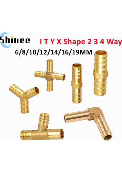 x 4 Yol (Çapraz) Stili 14 mm Diken 6mm Bakır Su Borusu Için Pirinç Barba Boru Bağlantı Parçası Düz Dirsek T Y x Şekilli Yol Bağlayıcı (Yurt Dışından)
