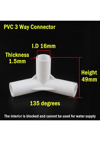 135 Derece Stili 10 Parça 2~ Iç Çap Beyaz Pvc Boru Bağlantı Elemanları Pvc Düz Dirsek Tee Bağlayıcı Plastik Mafsal Kendin Yap Gardırop Çadır Bağlantı Elemanları (Yurt Dışından)