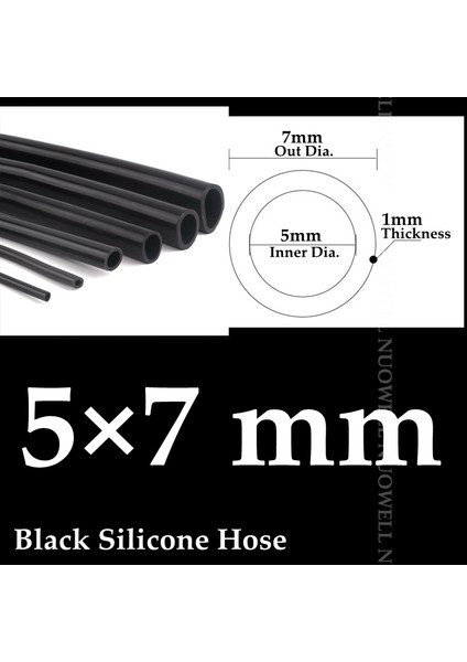 5X7MM Tarzı 100CM 100CM -60~200 Derece Isıya Dayanıklı I.d 2~16MM Siyah Esnek Silika Jel Boru Akvaryum Hava Pompası Yumuşak Kauçuk Silikon Hortum (Yurt Dışından)