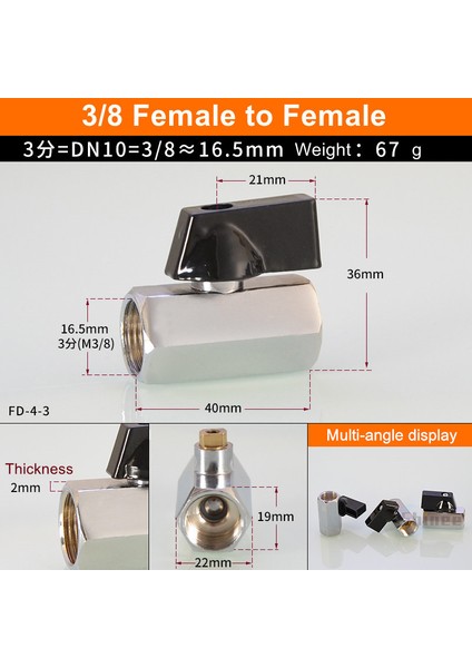 3l8 Kadından Kadına Tarzı Siyah Mini Vana Erkek Dişi Hava Kompresörü Su Gaz Yağ Kapatma Valfi Pirinç Bilyalı Vana Bsp Dişli (Yurt Dışından)