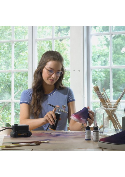 WX742.9 Makerx 20VOLT Profesyonel Mini Air Brush Boya Tabancası (Akü Dahil Değildir)