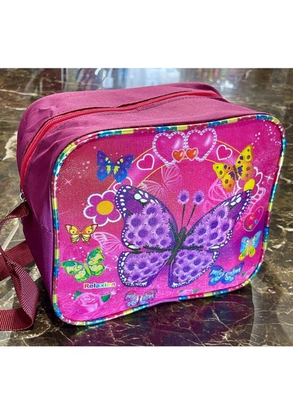 Relaxion Termoslu Pembe Kelebek Simli Desenli Kız Beslenme Çantası 20X25X10CM indirimleri