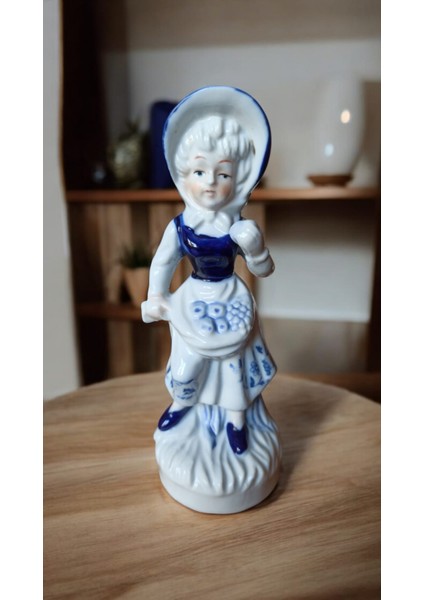 Vintage Porselen Kız Biblo & 18 cm