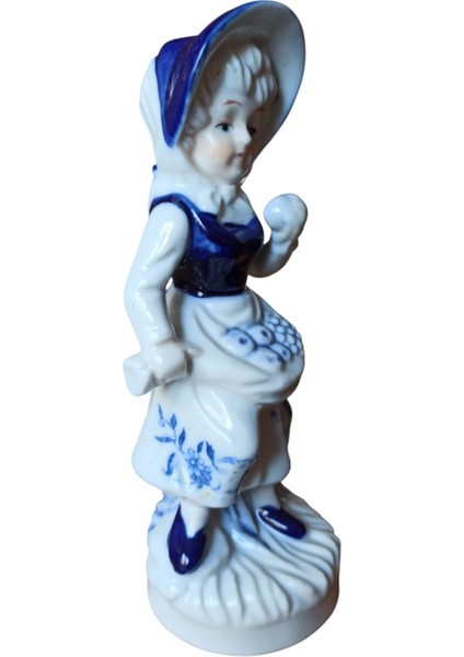 Vintage Porselen Kız Biblo & 18 cm