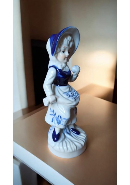 Vintage Porselen Kız Biblo & 18 cm