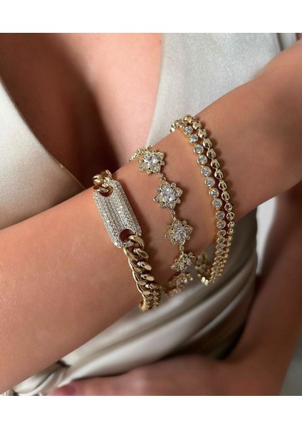 14 K Altın Rengi Vip Seri Gurmet Bileklik
