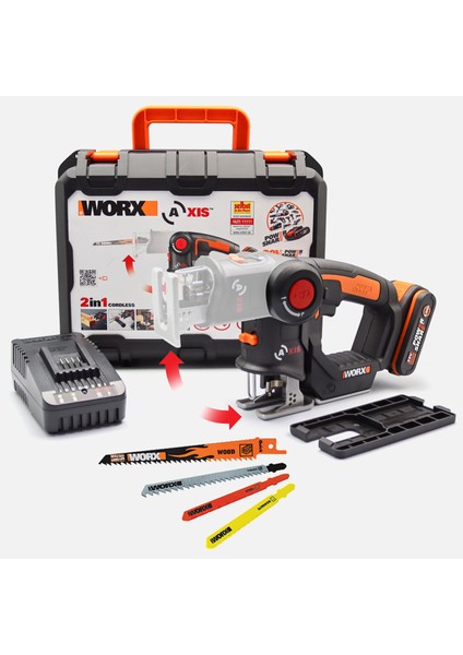 WX550 20VOLT 2.0AH. Li-Ion Profesyonel Dekupaj ve Tilki Kuyruğu Testere
