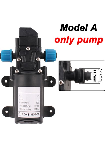 Sadece Bir Pompa Dc 12V 60W 5l/dak Tarımsal Elektrikli Su Pompası Siyah Mikro Yüksek Basınçlı Diyafram Su Pompası Su Püskürtücü Araba Yıkama (Yurt Dışından)