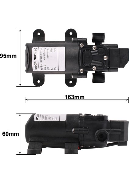 Sadece Bir Pompa Dc 12V 60W 5l/dak Tarımsal Elektrikli Su Pompası Siyah Mikro Yüksek Basınçlı Diyafram Su Pompası Su Püskürtücü Araba Yıkama (Yurt Dışından)