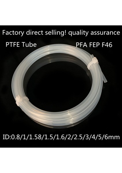 Net Stil 1m Ptfe Boru Çapı F46 Pfa Fep Izoleli Hortum Sert Boru Sıcaklık Korozyon Direnci 600V (Yurt Dışından)
