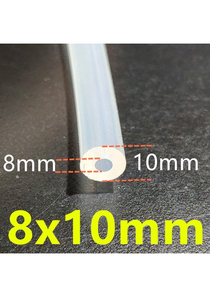 8X10MM Tarzı 1 Metre Gıda Sınıfı Şeffaf Silikon Boru Kauçuk Hortum Su Gaz Borusu (Yurt Dışından)