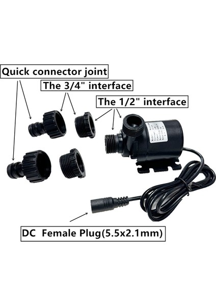 24V Kablo Hızlı Bağlantı Süper Sessiz Dc Fırçasız Pompa Lh Hızlı Bağlantılı Akvaryum Dolaşım Pompası Su Geçirmez Güneş Enerjili Daldırma Pompa (Yurt Dışından)