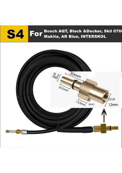 S4 Tarzı 2 Metre Karcher Aksesuarları ile Adaptörlü Su Tahliye Temizlik Hortumu Boru Temizleyici Kiti Basınçlı Yıkama Hortumu Püskürtücü Araba Yıkama Hortumu (Yurt Dışından)