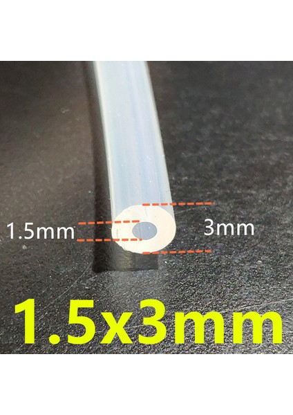 1,5X3MM Tarzı 1 Metre Gıda Sınıfı Şeffaf Silikon Boru Kauçuk Hortum Su Gaz Borusu (Yurt Dışından)