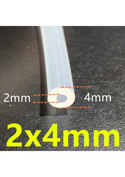 2X4MM Tarzı 1 Metre Gıda Sınıfı Şeffaf Silikon Boru Kauçuk Hortum Su Gaz Borusu (Yurt Dışından)