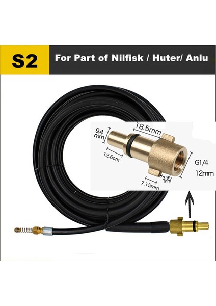 S2 Stili 10 Metre Karcher Aksesuarları ile Adaptörlü Su Tahliye Temizlik Hortumu Boru Temizleyici Kiti Basınçlı Yıkama Hortumu Püskürtücü Araba Yıkama Hortumu (Yurt Dışından)