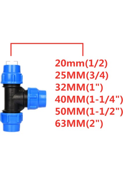 Mavi Stil 16 mm Pe Boru Bağlantı Elemanları Üç Yollu Hızlı Bağlantı Musluğu Boru Bağlantı Elemanları Plastik Tüp Bağlantısı mm Musluk Su Sulama (Yurt Dışından)